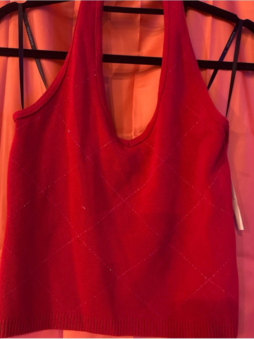 Rampage Red Knit Racerback Tank with Subtle Diamond Stitch